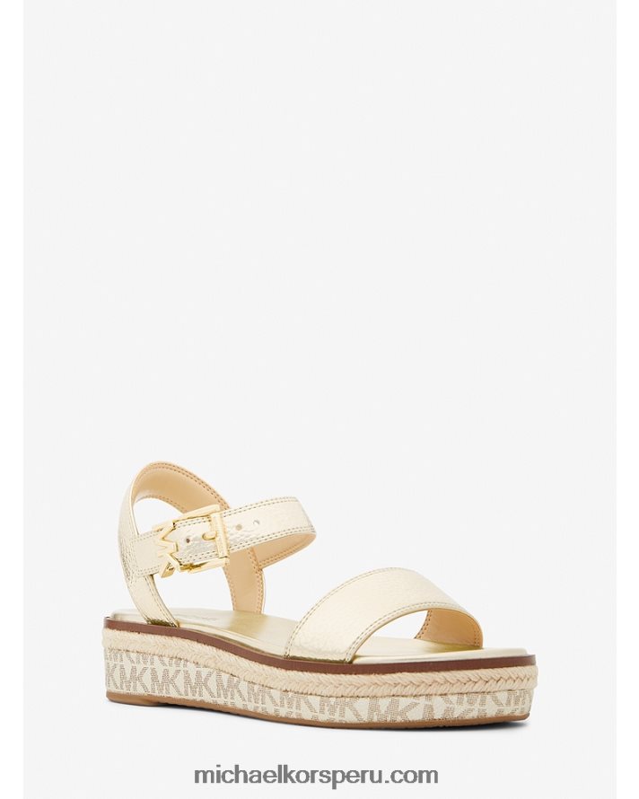 Z48V1875 oro pálido mujer Michael Kors alpargatas richie de piel sintética metalizada y plataforma con logo