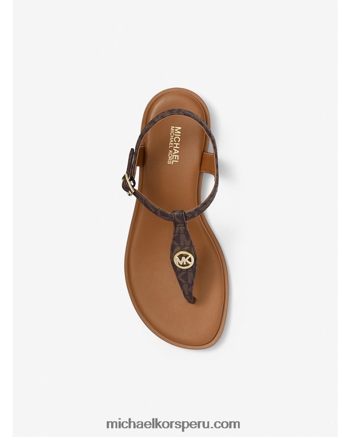Z48V1904 marrón mujer Michael Kors sandalias mallory con tira en T y logo
