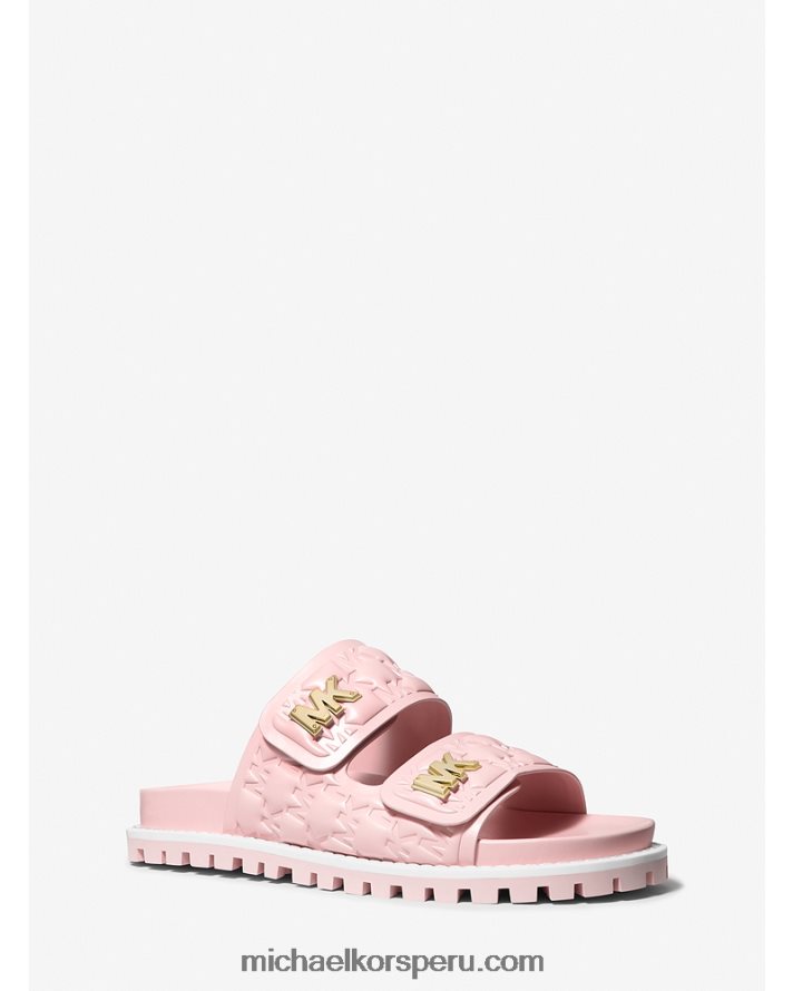 Z48V1918 rosa ahumada mujer Michael Kors sandalias con logo de Stark en relieve de piel sintética