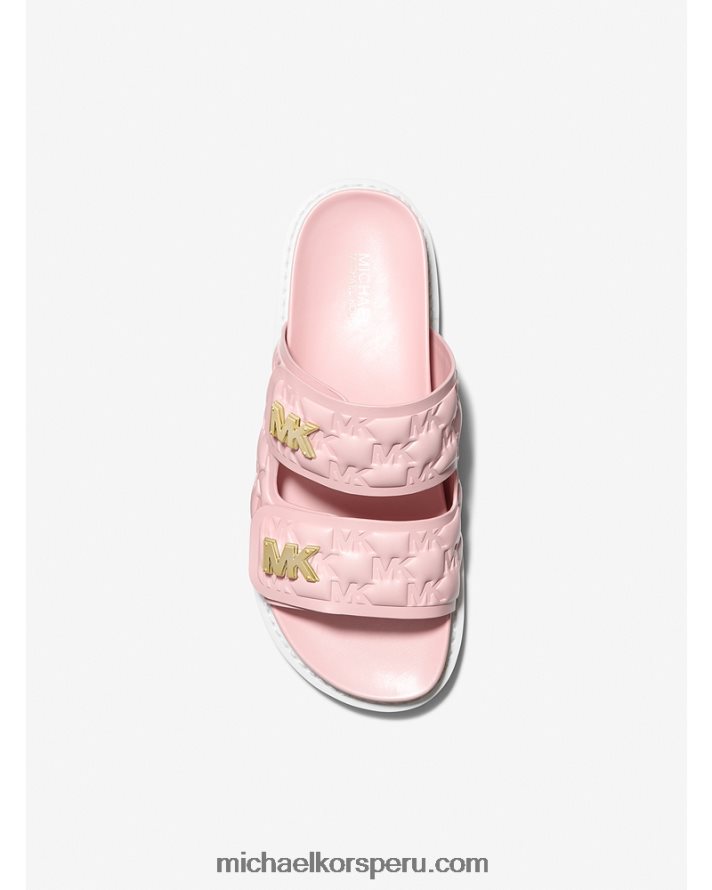 Z48V1918 rosa ahumada mujer Michael Kors sandalias con logo de Stark en relieve de piel sintética