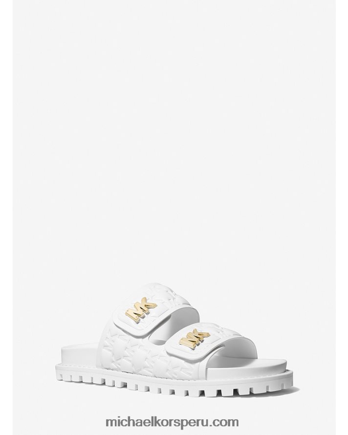 Z48V1922 Blanco óptico mujer Michael Kors sandalias con logo de Stark en relieve de piel sintética