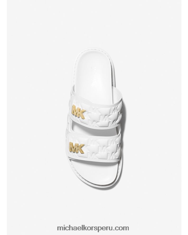 Z48V1922 Blanco óptico mujer Michael Kors sandalias con logo de Stark en relieve de piel sintética