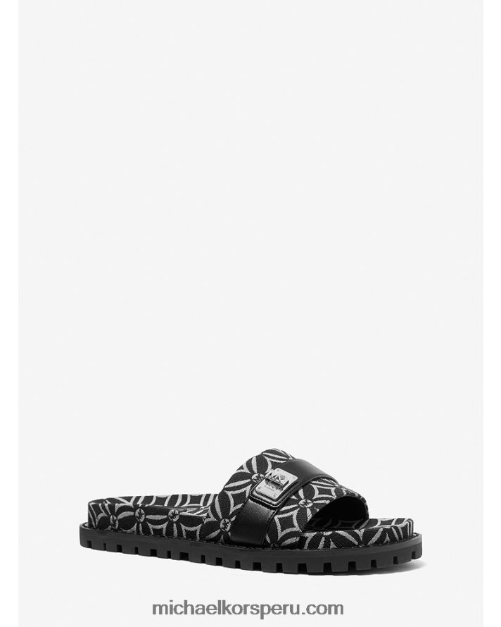 Z48V1925 negro/crema claro mujer Michael Kors sandalias padma con logo en jacquard