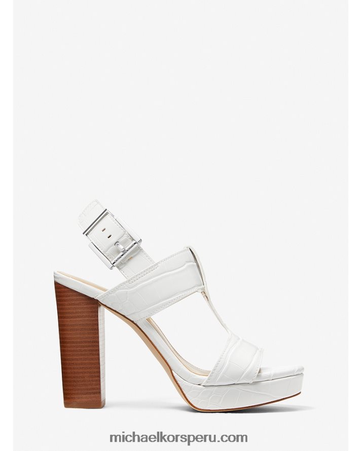 Z48V1930 Blanco óptico mujer Michael Kors sandalias becker con plataforma de piel sintética en relieve de cocodrilo