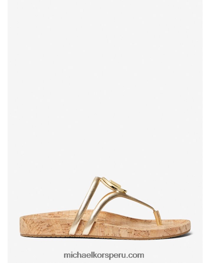 Z48V1943 oro pálido mujer Michael Kors sandalias hampton de piel metalizada