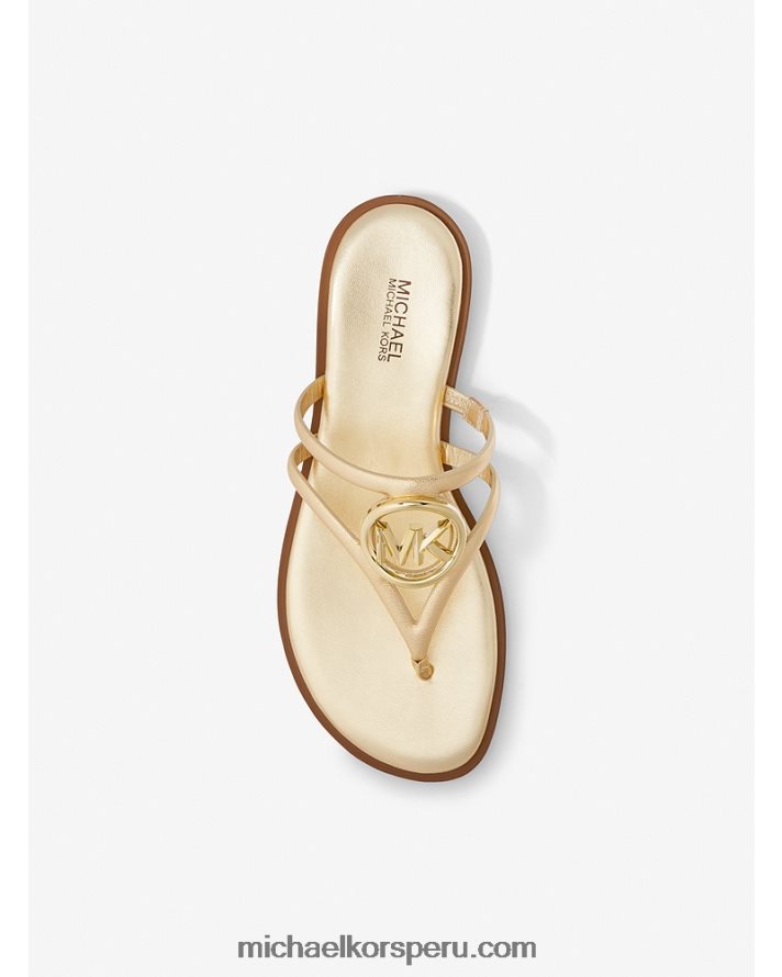 Z48V1948 oro pálido mujer Michael Kors sandalias hampton de piel metalizada