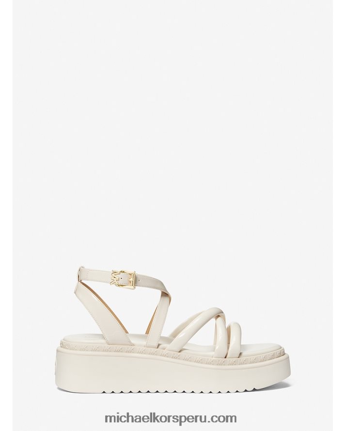 Z48V1952 es crema mujer Michael Kors sandalias issa con plataforma plana de charol sintético