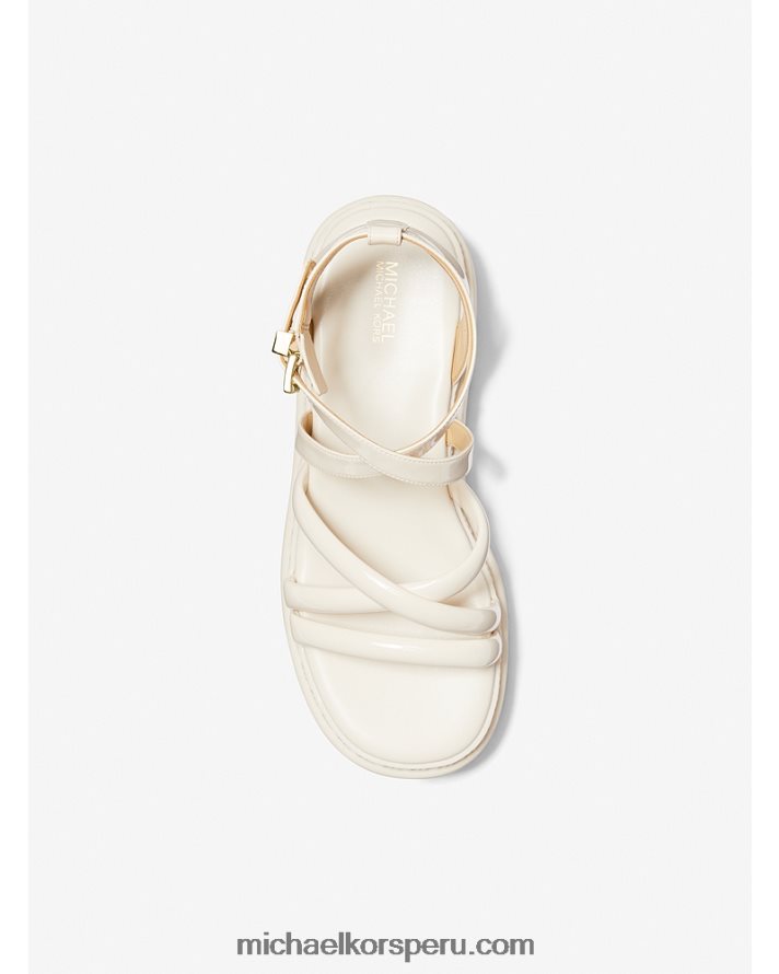 Z48V1952 es crema mujer Michael Kors sandalias issa con plataforma plana de charol sintético