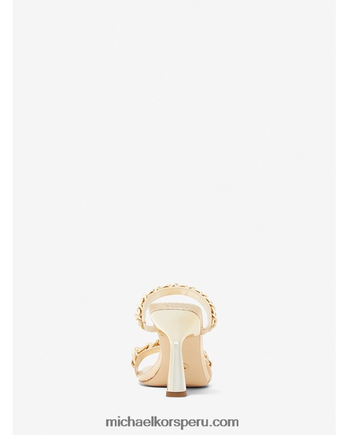 Z48V1959 oro pálido mujer Michael Kors sandalias clara de piel metalizada con detalles de serpiente en relieve