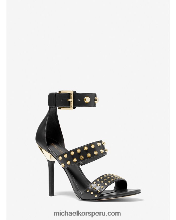 Z48V1970 negro mujer Michael Kors sandalia amal astor de piel con tachuelas