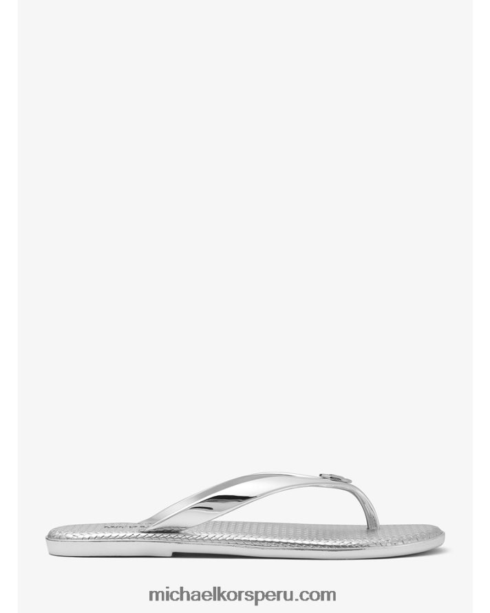 Z48V1994 plata mujer Michael Kors chanclas jet set de gelatina metalizada