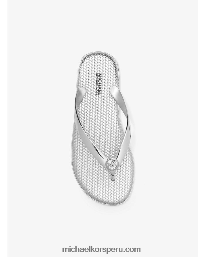 Z48V1994 plata mujer Michael Kors chanclas jet set de gelatina metalizada
