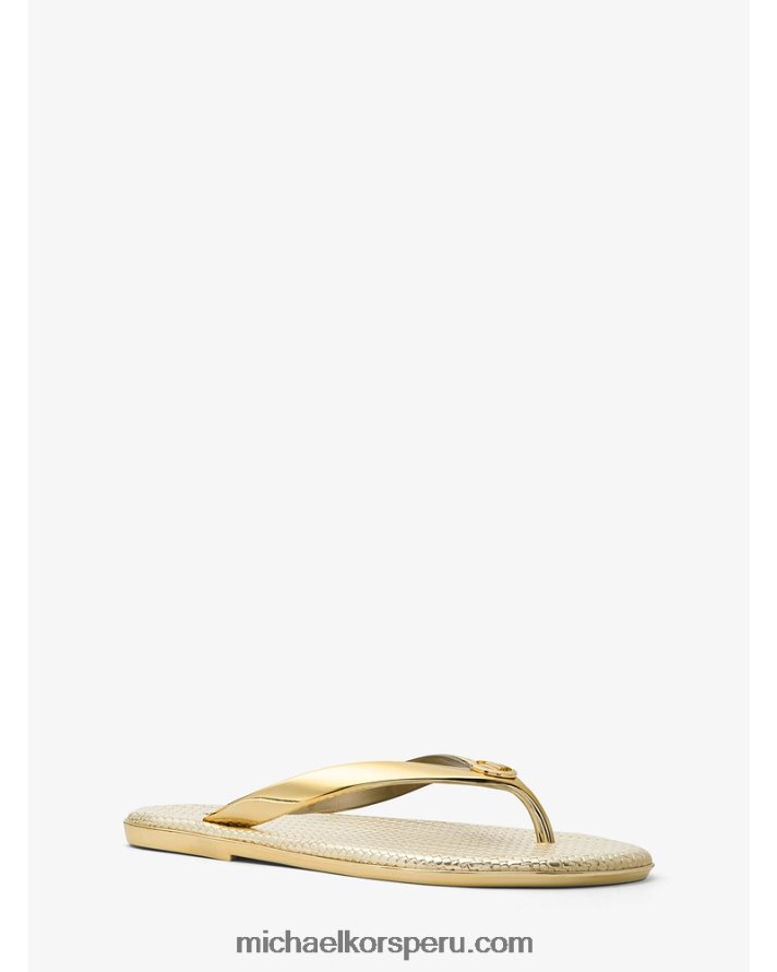 Z48V1996 oro mujer Michael Kors chanclas jet set de gelatina metalizada