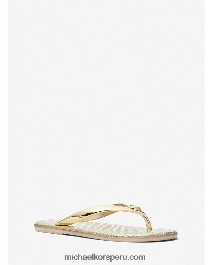 Z48V2004 oro mujer Michael Kors chanclas jet set de pvc metalizado