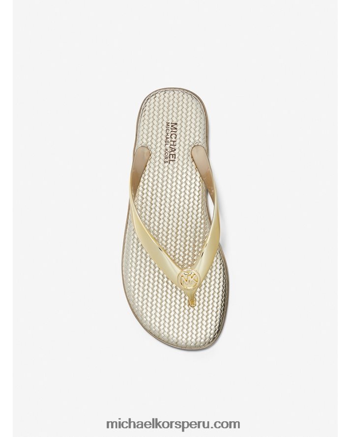 Z48V2004 oro mujer Michael Kors chanclas jet set de pvc metalizado