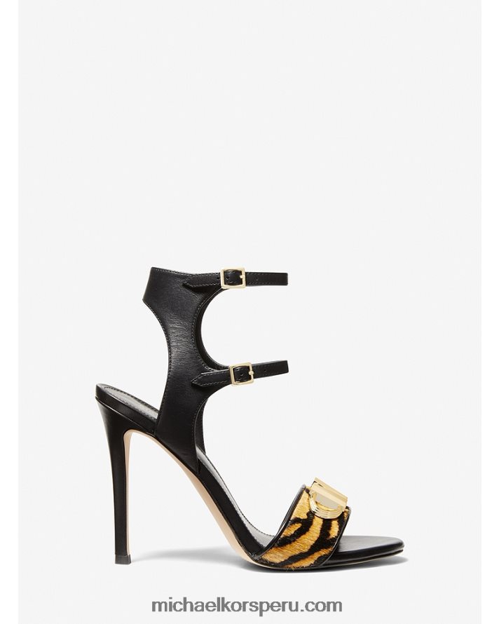 Z48V2026 maravilla mujer Michael Kors Sandalia parker de piel y pelo de becerro con estampado de tigre