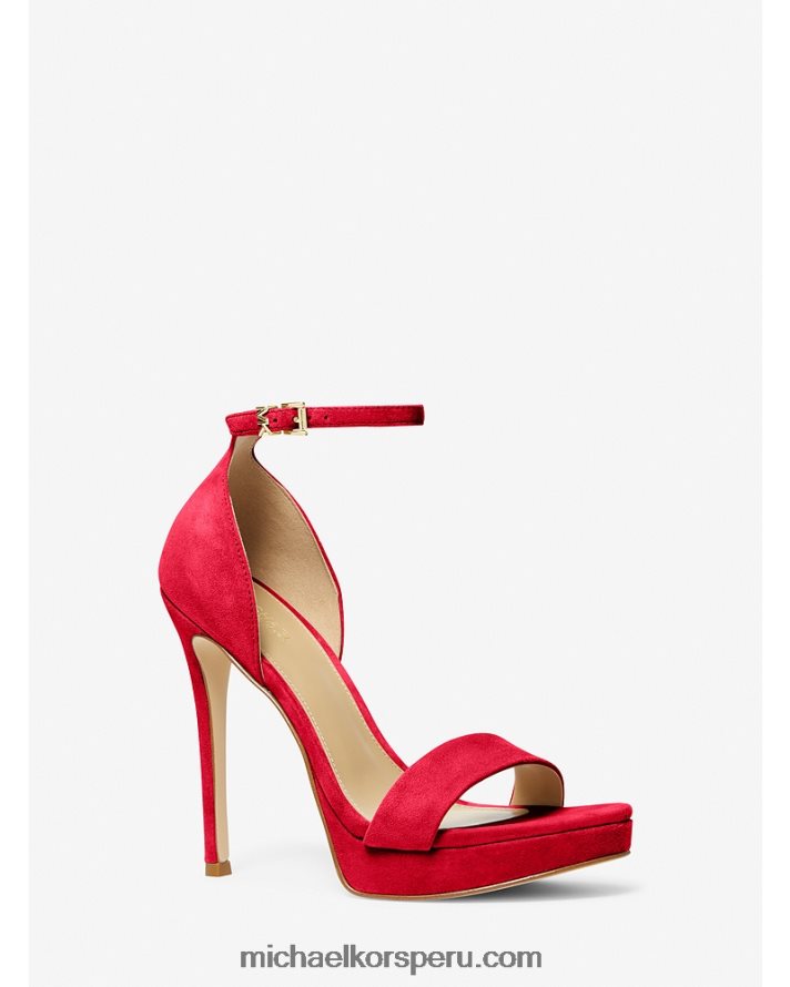 Z48V2029 carmesí mujer Michael Kors sandalia jordyn de ante con plataforma