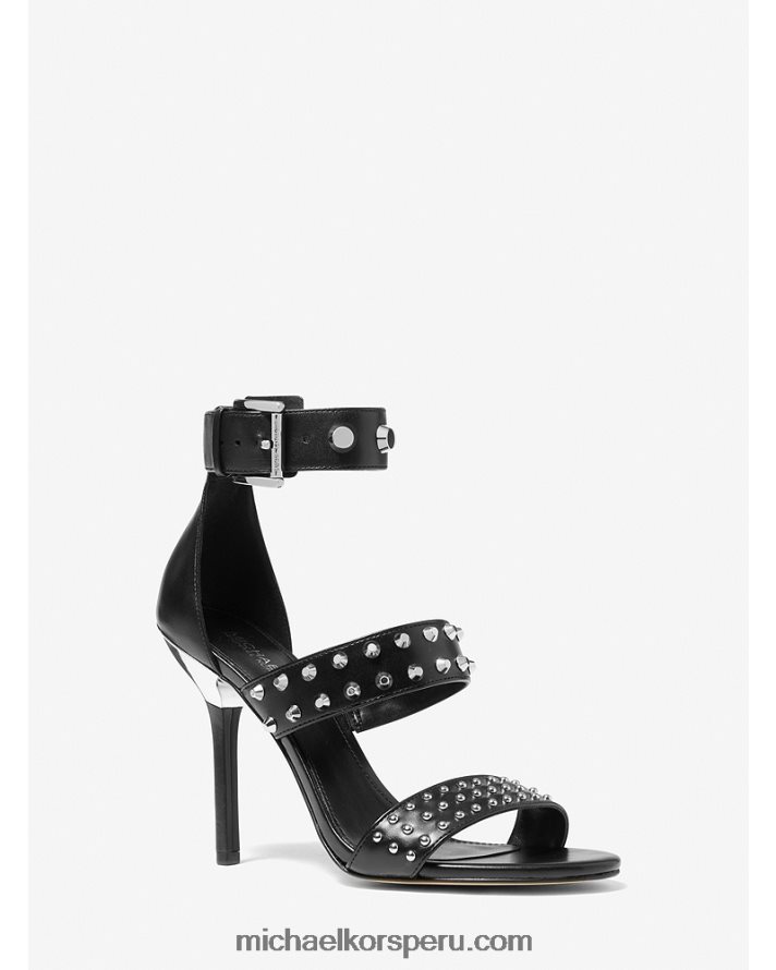 Z48V2034 negro mujer Michael Kors sandalia amal astor de piel con tachuelas