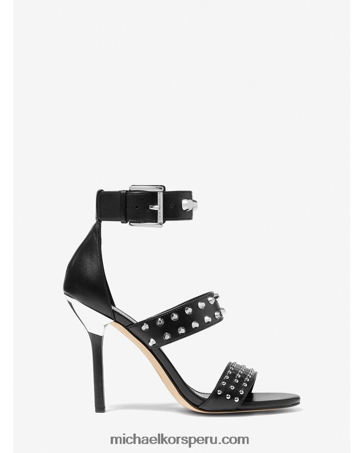 Z48V2034 negro mujer Michael Kors sandalia amal astor de piel con tachuelas