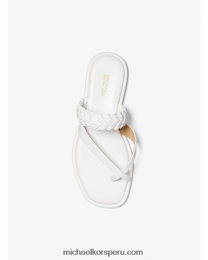 Z48V2055 Blanco óptico mujer Michael Kors sandalia alba de piel sintética trenzada