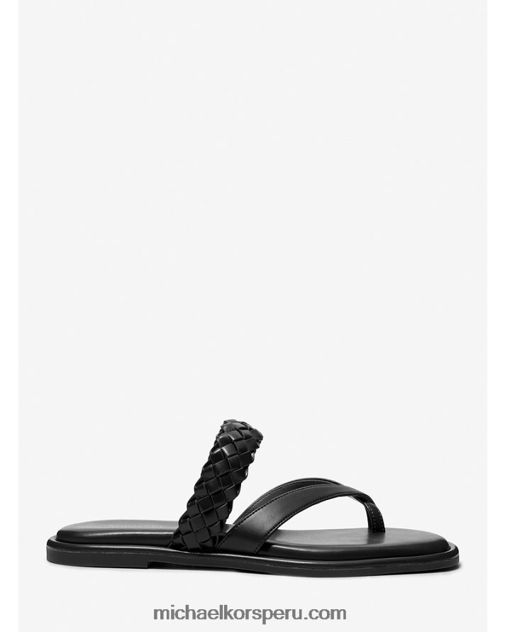 Z48V2056 negro mujer Michael Kors sandalia alba de piel sintética trenzada