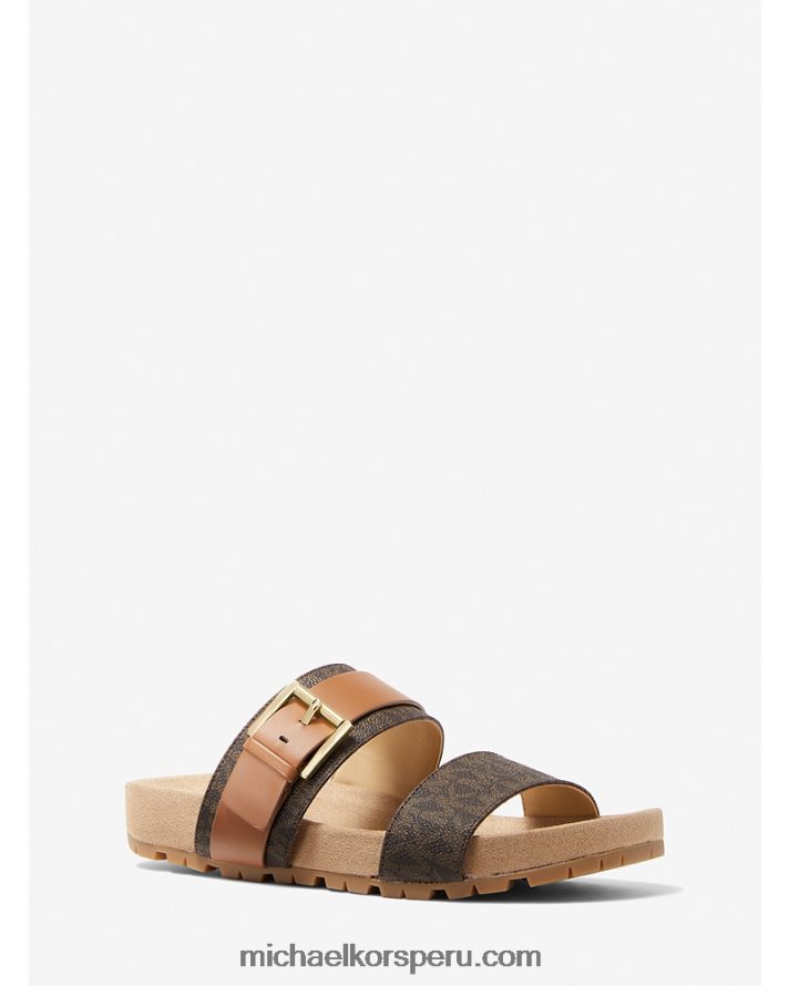 Z48V2074 marrón mujer Michael Kors sandalia mylah con logo y piel
