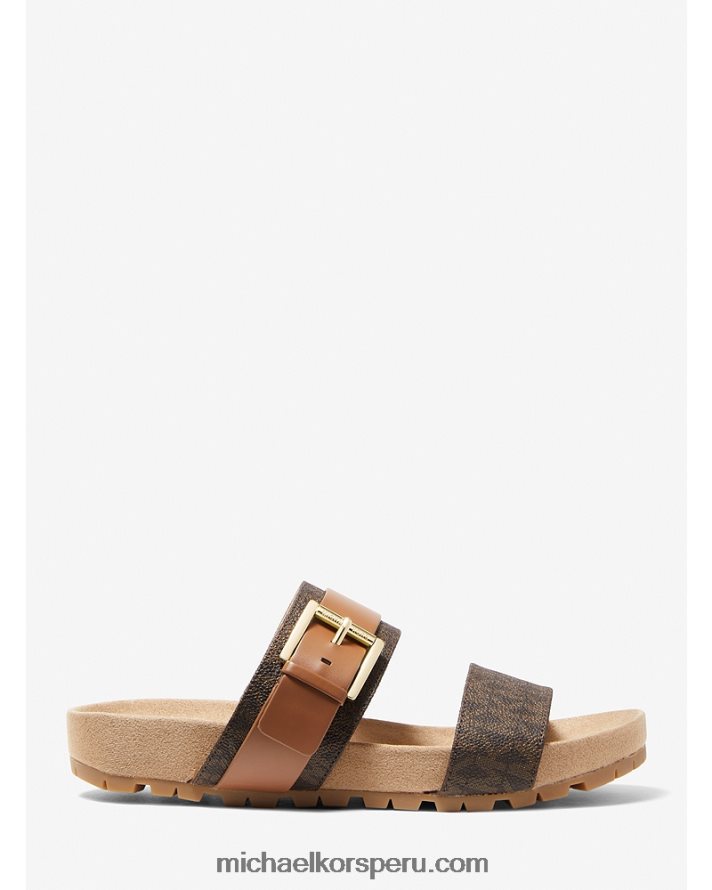 Z48V2074 marrón mujer Michael Kors sandalia mylah con logo y piel