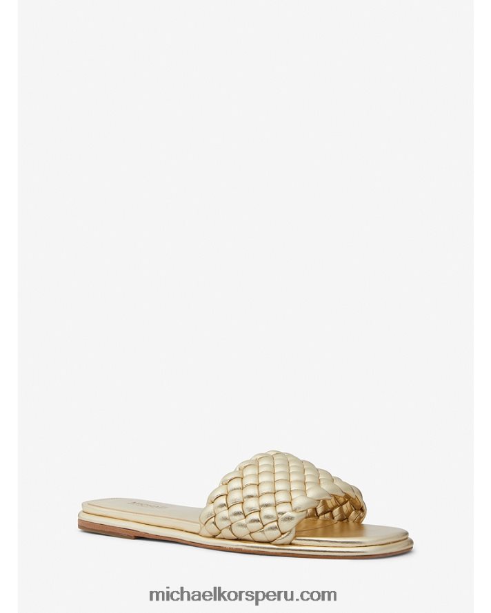 Z48V2084 oro pálido mujer Michael Kors sandalias amelia con trenzas metalizadas