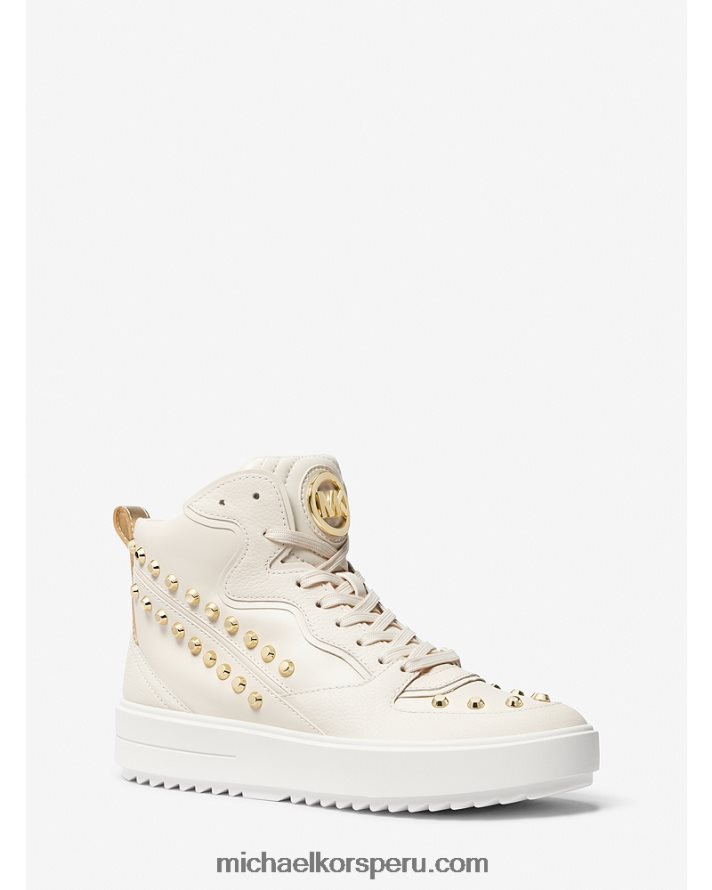 Z48V1706 es crema mujer Michael Kors tenis altos Emmett de piel con rayas y tachuelas