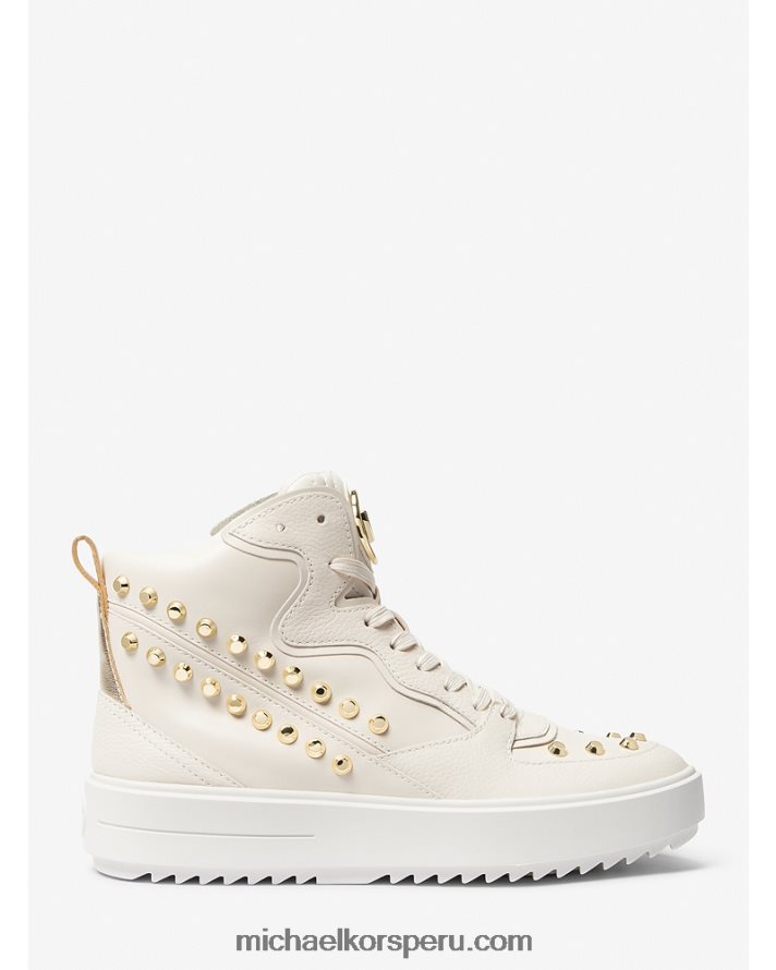 Z48V1706 es crema mujer Michael Kors tenis altos Emmett de piel con rayas y tachuelas
