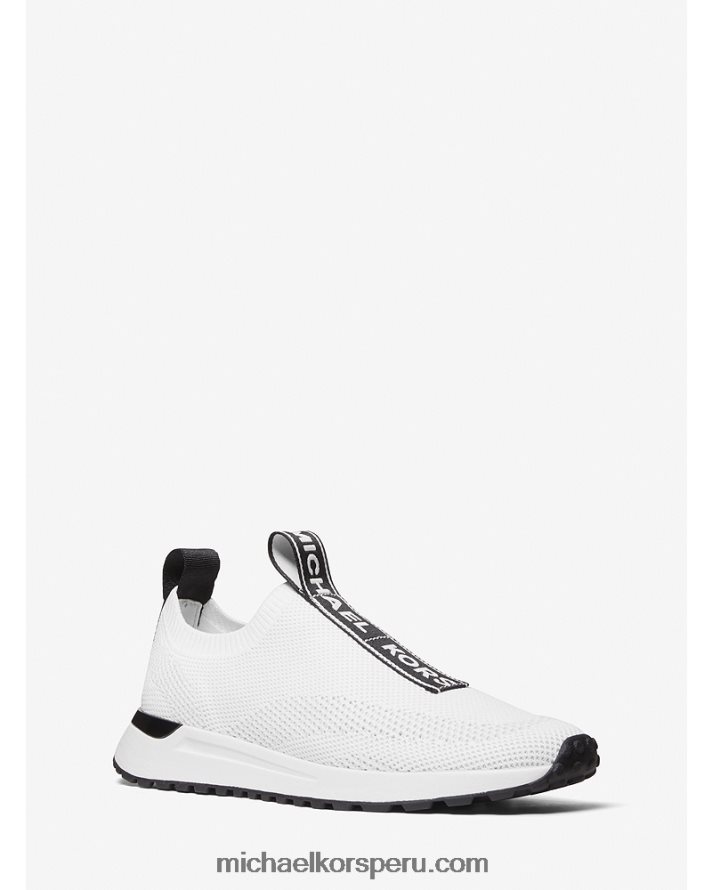 Z48V1710 Blanco óptico mujer Michael Kors tenis sin cordones de malla con cinta del logo