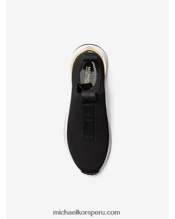 Z48V1711 negro mujer Michael Kors tenis sin cordones de malla con cinta del logo