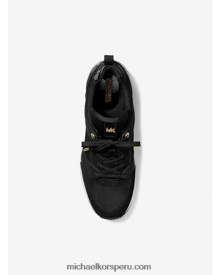 Z48V1721 negro mujer Michael Kors zapatillas georgie de nailon y piel grabada de cocodrilo