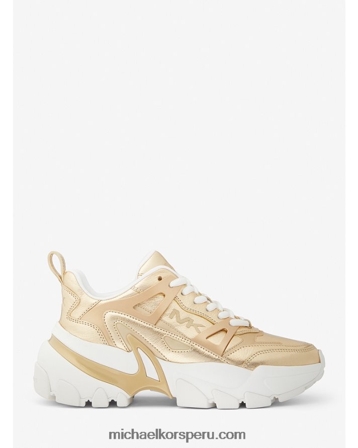 Z48V1764 oro pálido mujer Michael Kors zapatillas nick de piel metalizada