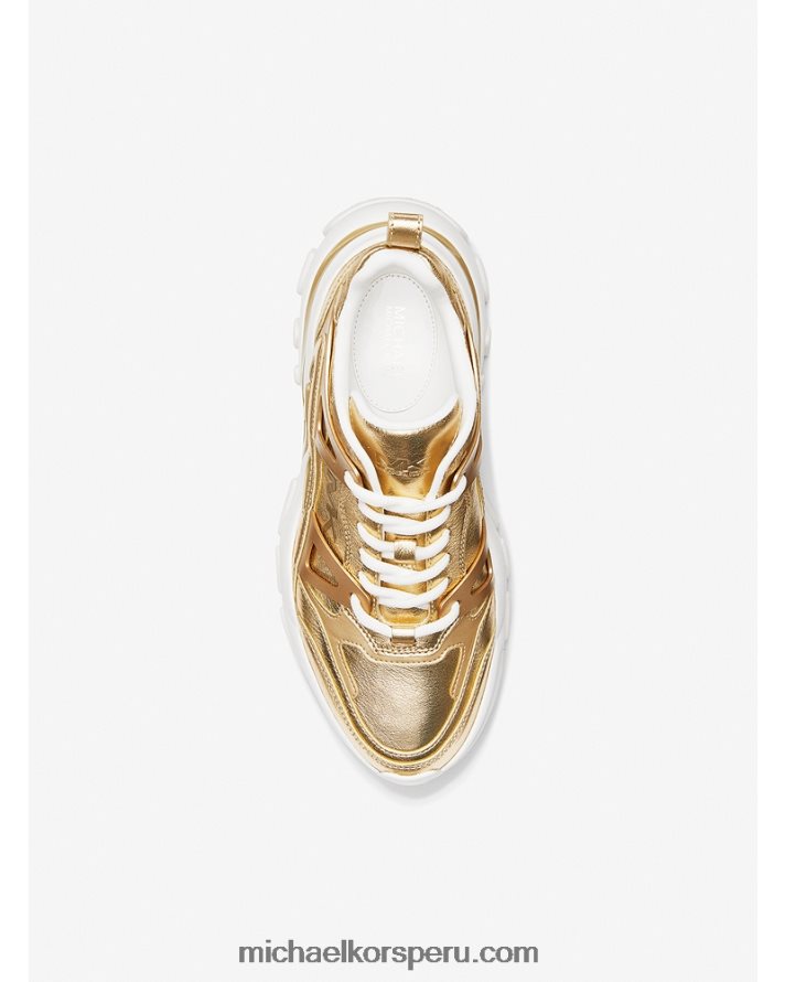Z48V1764 oro pálido mujer Michael Kors zapatillas nick de piel metalizada