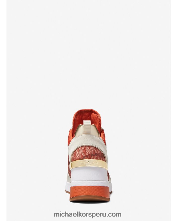 Z48V1793 Naranja intenso mujer Michael Kors zapatillas georgie animal print logo y piel