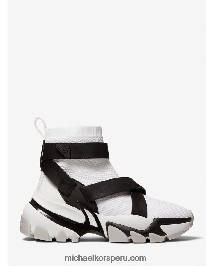 Z48V1806 Blanco óptico mujer Michael Kors tenis de punto con correa de cuero nick