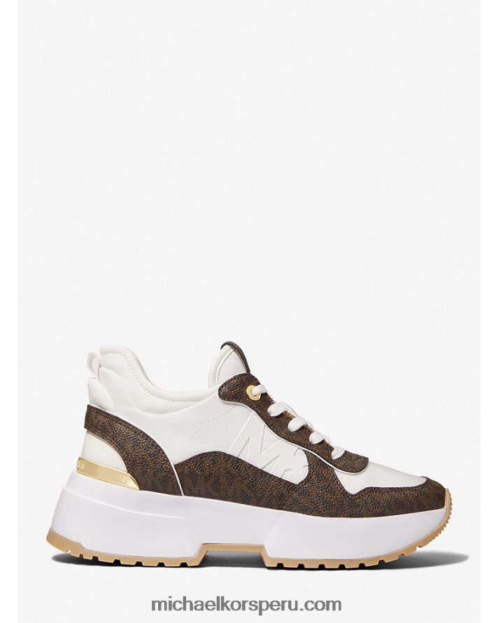 Z48V1809 marrón mujer Michael Kors tenis con malla y logo muse