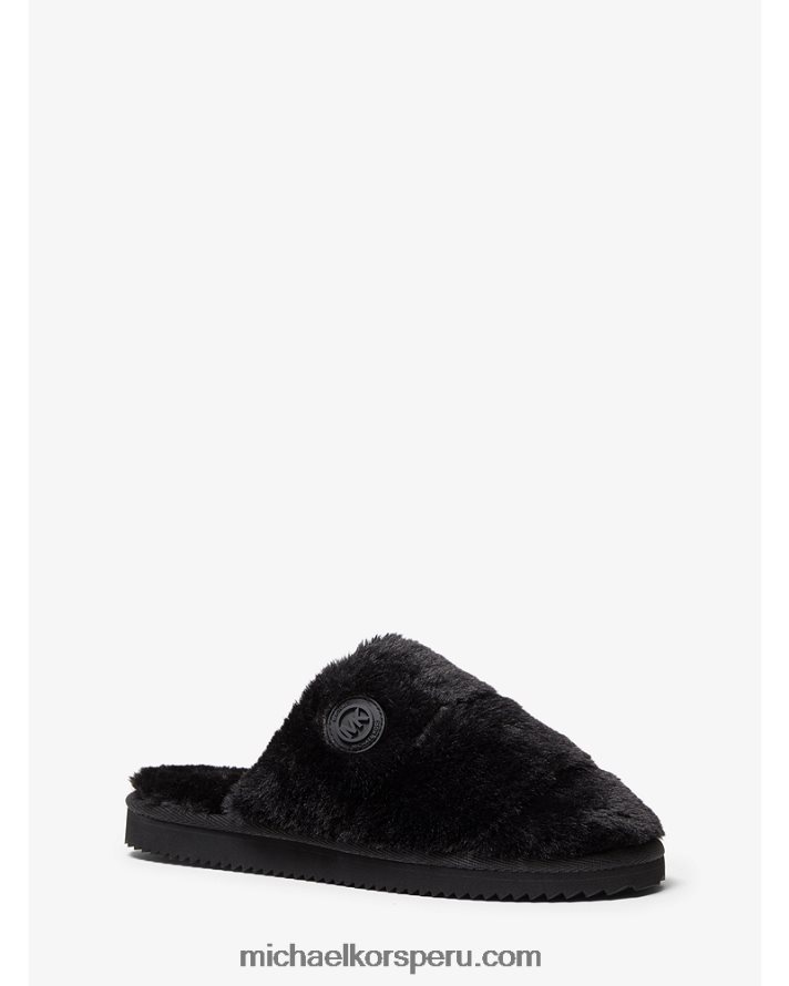 Z48V2342 negro mujer Michael Kors pantuflas de piel sintética janis