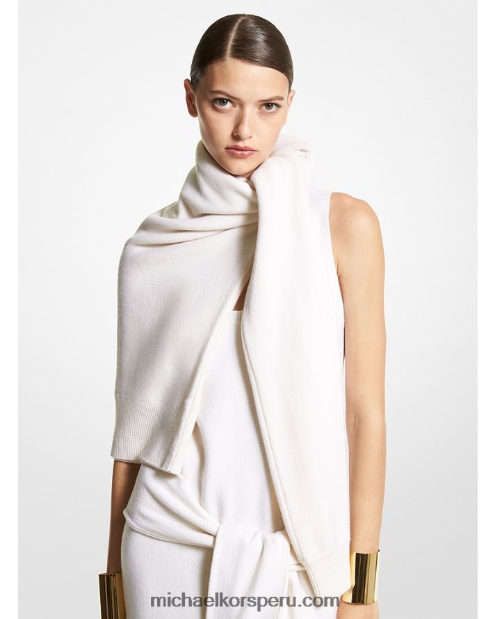 Z48V3488 Blanco óptico unisexo Michael Kors Bufanda de suéter de cachemir de colección