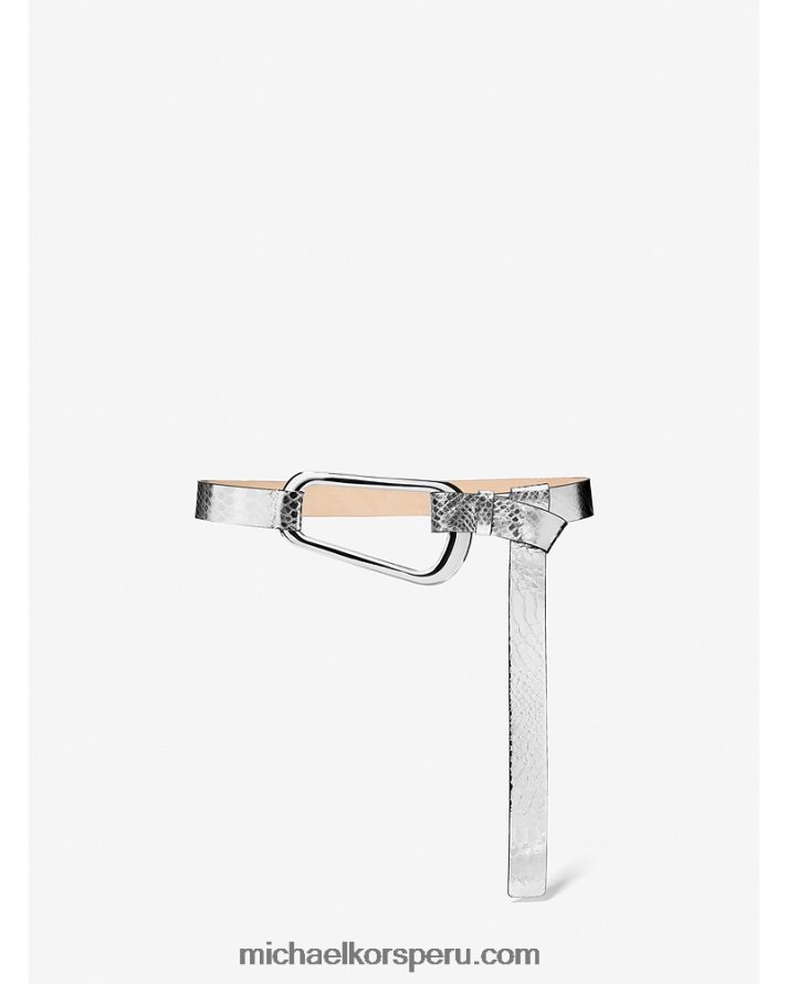 Z48V3881 plata unisexo Michael Kors cinturón de piel grabado pitón metalizado collection angelina