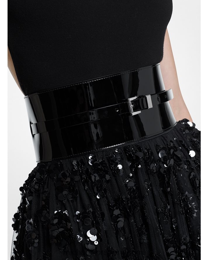 Z48V3911 negro unisexo Michael Kors cinturón colección charol