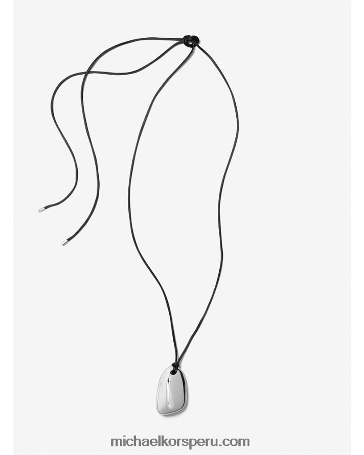 Z48V3877 plata unisexo Michael Kors collar de guijarros de seda y latón con baño de metales preciosos de la colección