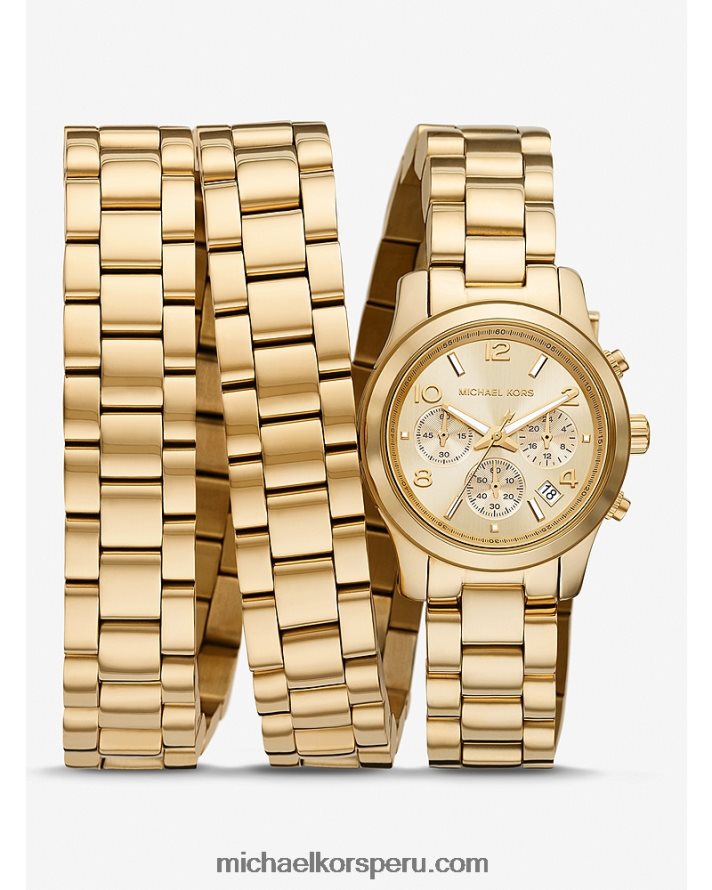 Z48V3879 oro unisexo Michael Kors reloj envolvente de acero inoxidable chapado en oro de 18 quilates de edición limitada