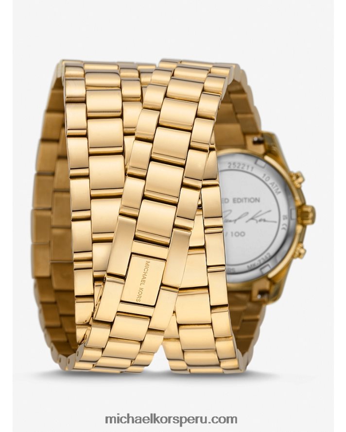Z48V3879 oro unisexo Michael Kors reloj envolvente de acero inoxidable chapado en oro de 18 quilates de edición limitada