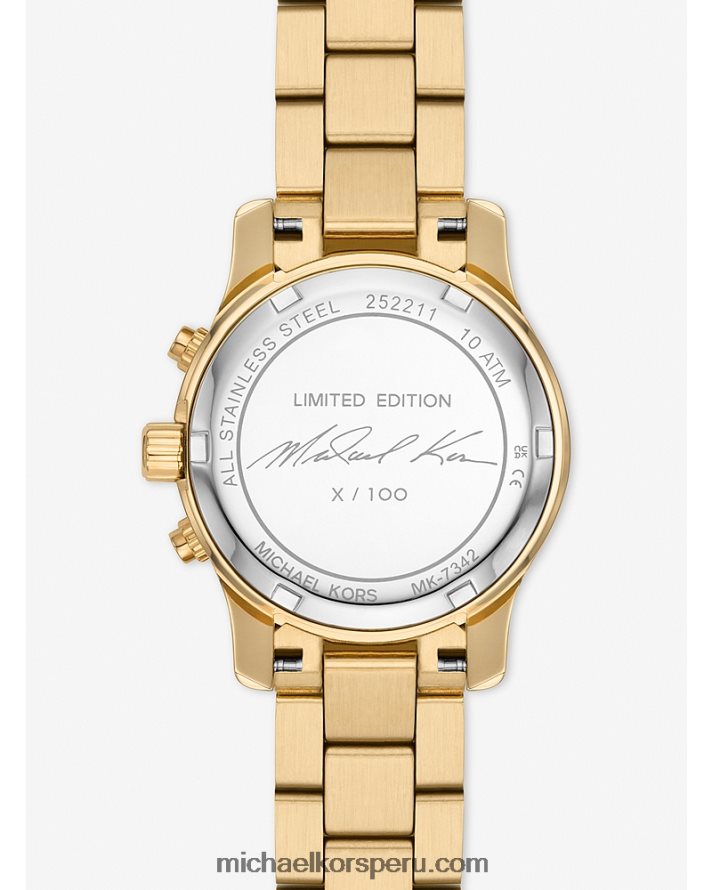 Z48V3879 oro unisexo Michael Kors reloj envolvente de acero inoxidable chapado en oro de 18 quilates de edición limitada