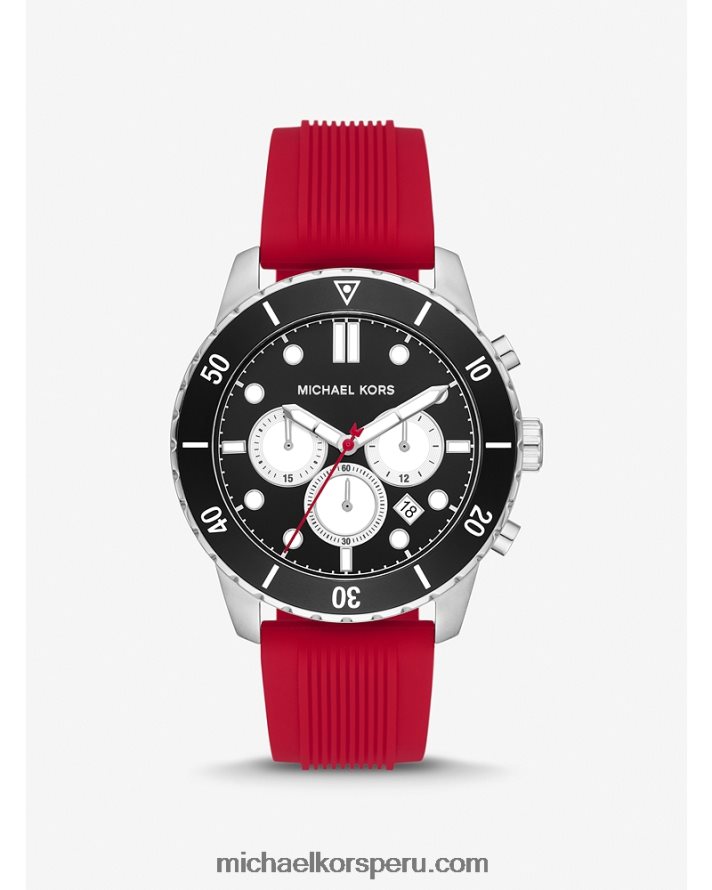 Z48V3990 rojo unisexo Michael Kors reloj cunningham de gran tamaño y silicona