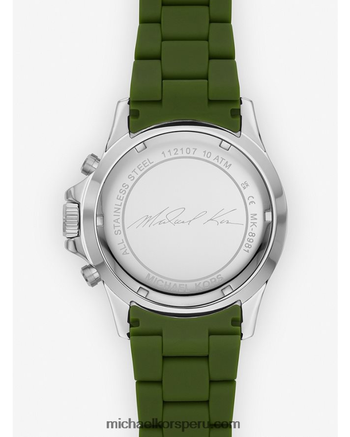 Z48V3993 verde unisexo Michael Kors reloj everestand de silicona de gran tamaño