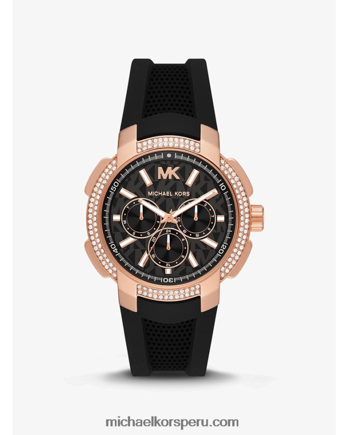 Z48V3995 oro rosa unisexo Michael Kors reloj de silicona y pavé de sydney de gran tamaño