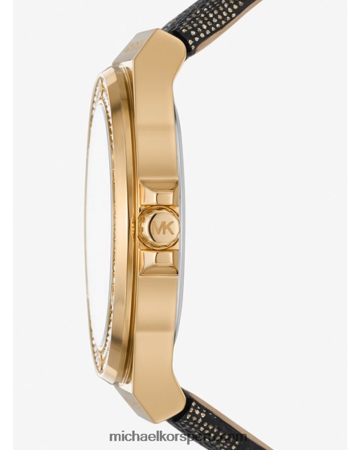 Z48V4029 oro unisexo Michael Kors reloj lennox paveand logo
